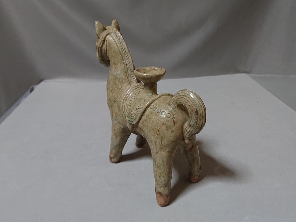 コレクター収集　タイ　バーン窯　青磁馬造形物　15～16世紀