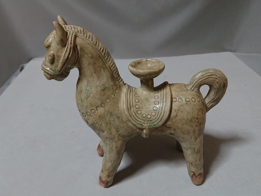 コレクター収集　タイ　バーン窯　青磁馬造形物　15～16世紀