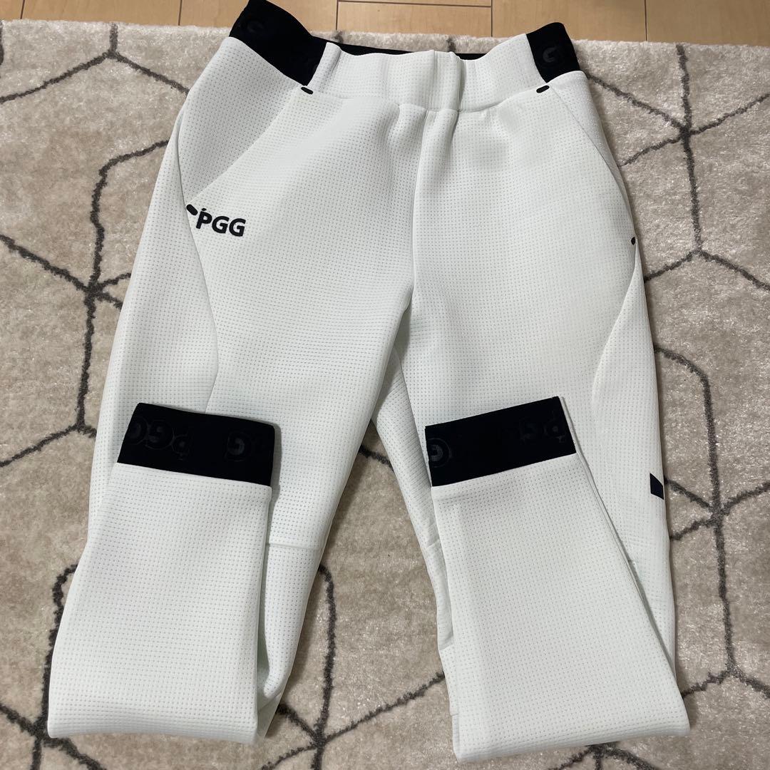PGG メンズ ゴルフウェア フルジップパーカーとパンツ セット ホワイト