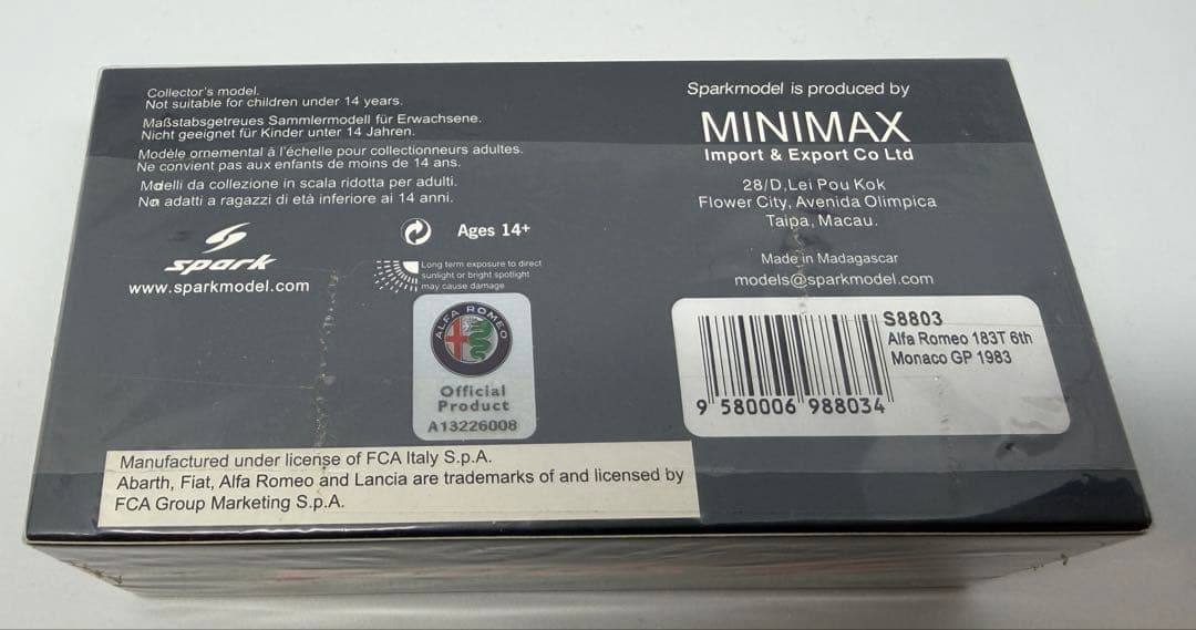 【希少】スパーク 1/43 アルファロメオ 183T モナコGP 1983