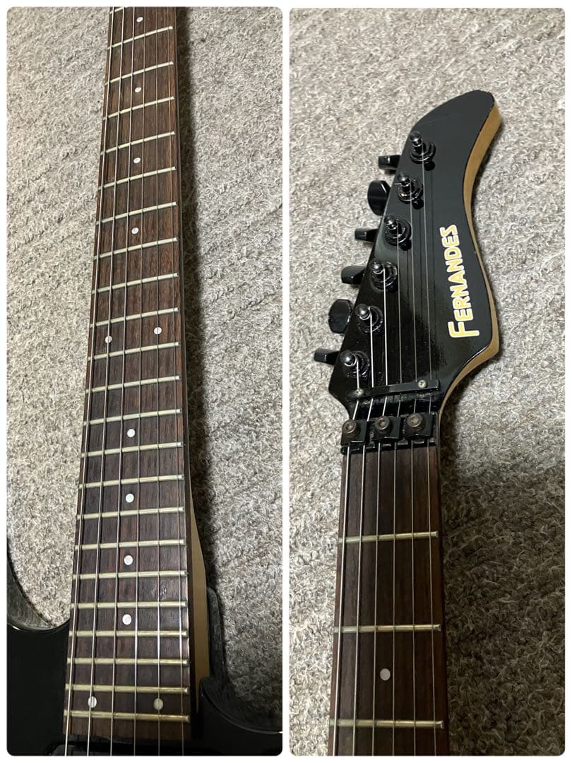 フェルナンデス　フロイドローズ ブラック　旧アクティブ回路　パッシブエレキギター