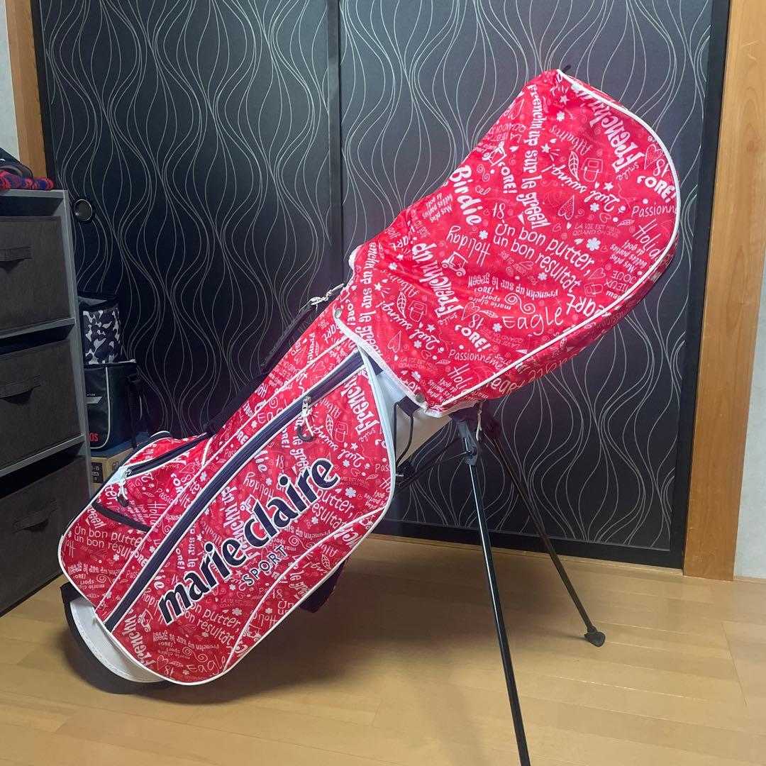 marie claire スタンドゴルフバッグ 赤　クラブ6本