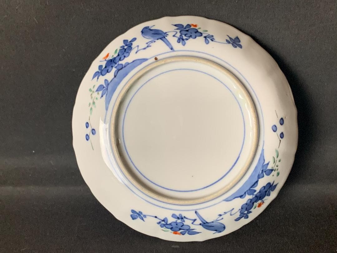 江戸元禄期 柿右衛門 濁手 色絵 梅に鶯 花鳥図 中皿 古伊万里 540