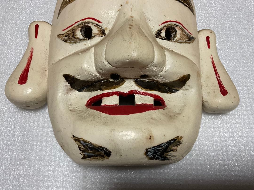 岡山／備前神楽の面／ハンドメイド作。【木製・恵比寿様】。