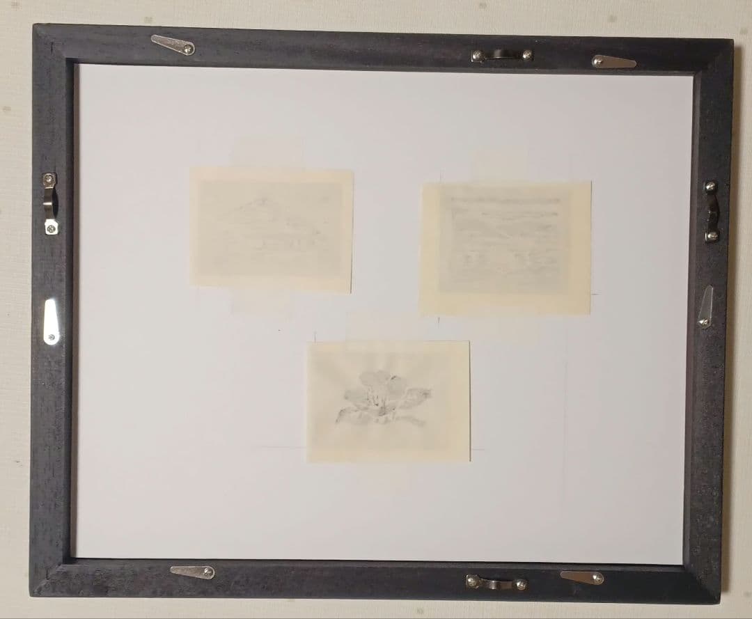 小川龍彦木版画セット 小品風景と花3点セット、毎日新聞カット集2