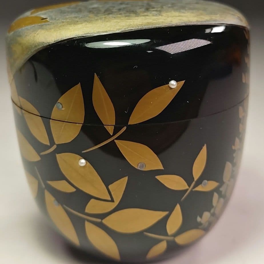 イ936 棗『本間舜華』『露　中棗　共箱』茶道具　漆塗　蒔絵