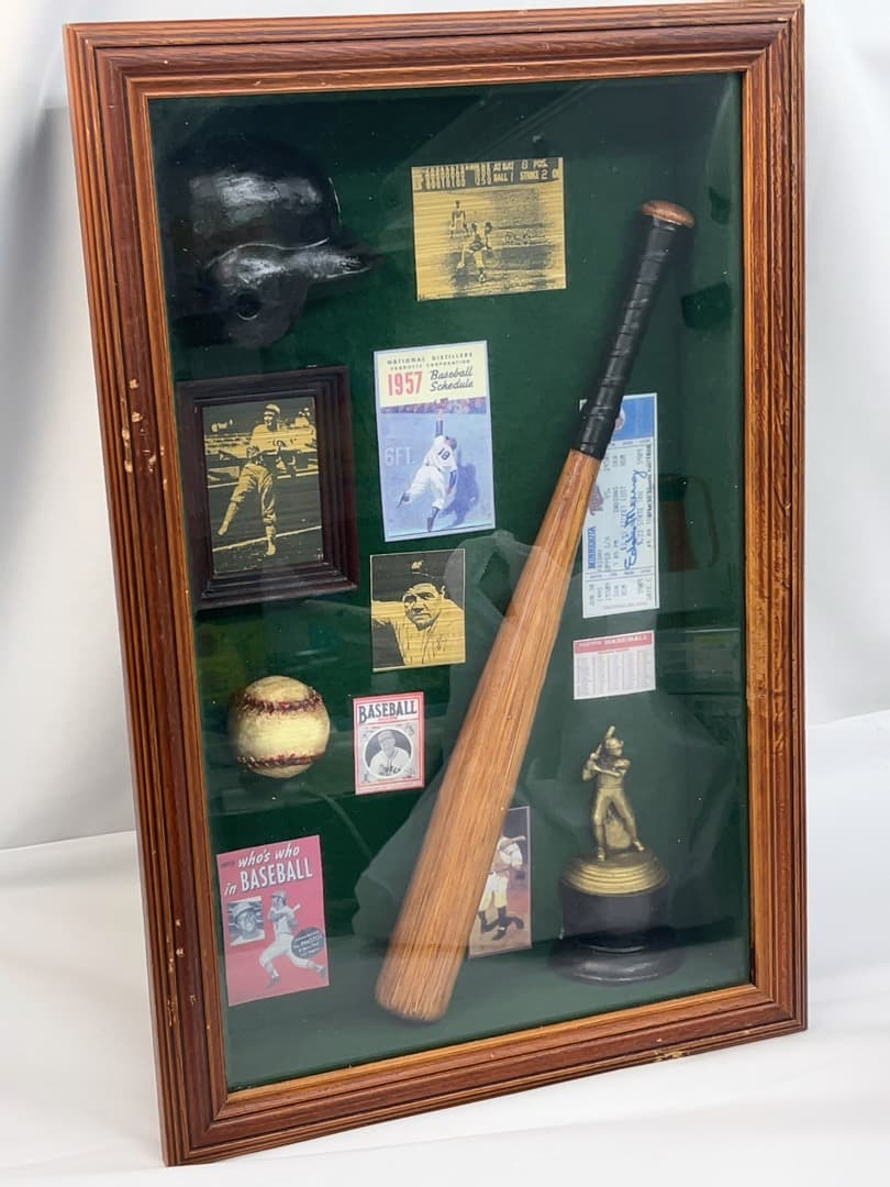 大リーグ ガラス額入り 記念品 ベーブ・ルース 1957 ベースボール