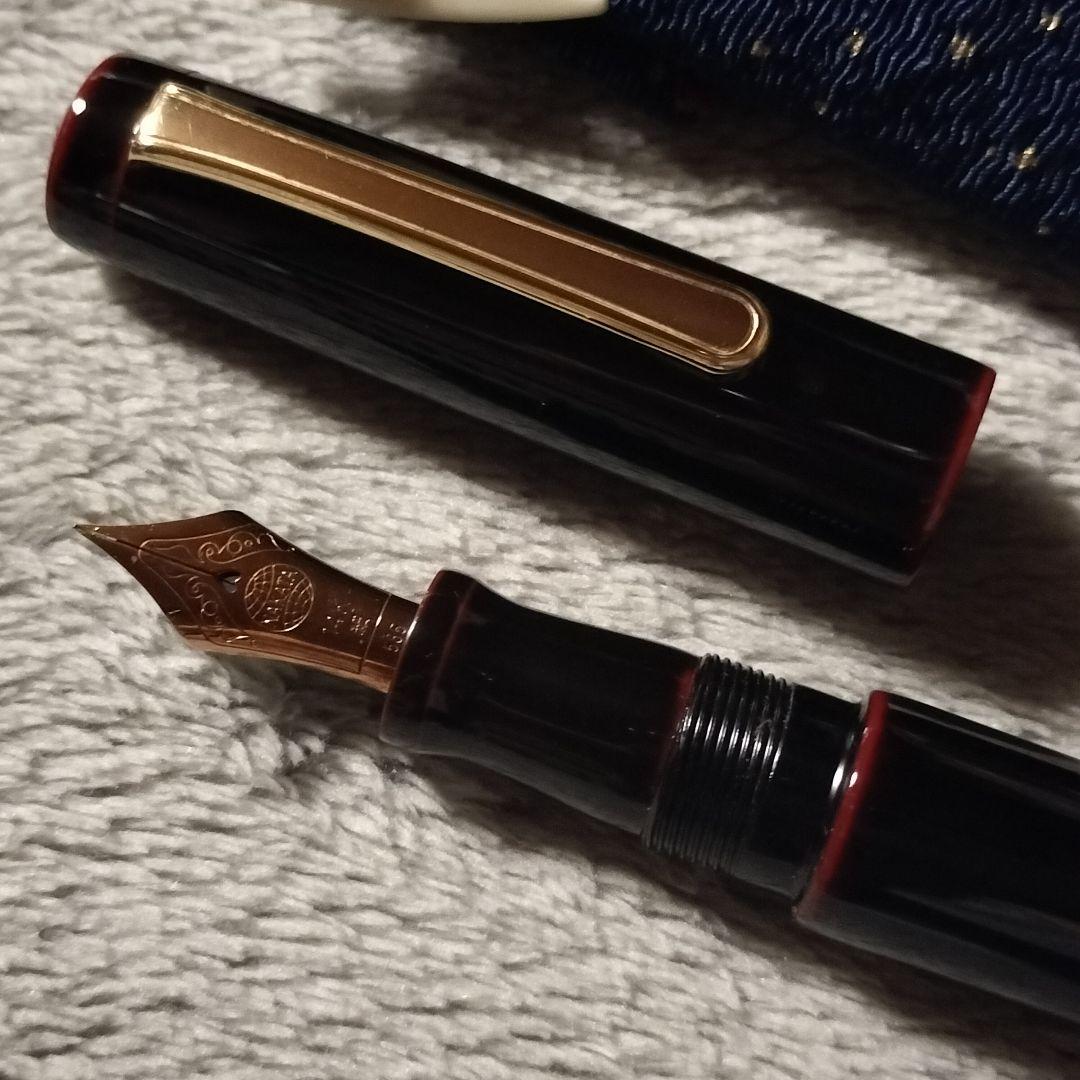 中屋万年筆 ライターピッコロ 黒溜 細字 総エボナイト