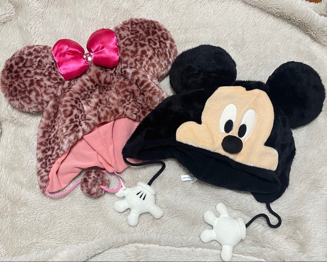 ミニー　ミッキー　ファンキャップ　ヒョウ柄　ピンク