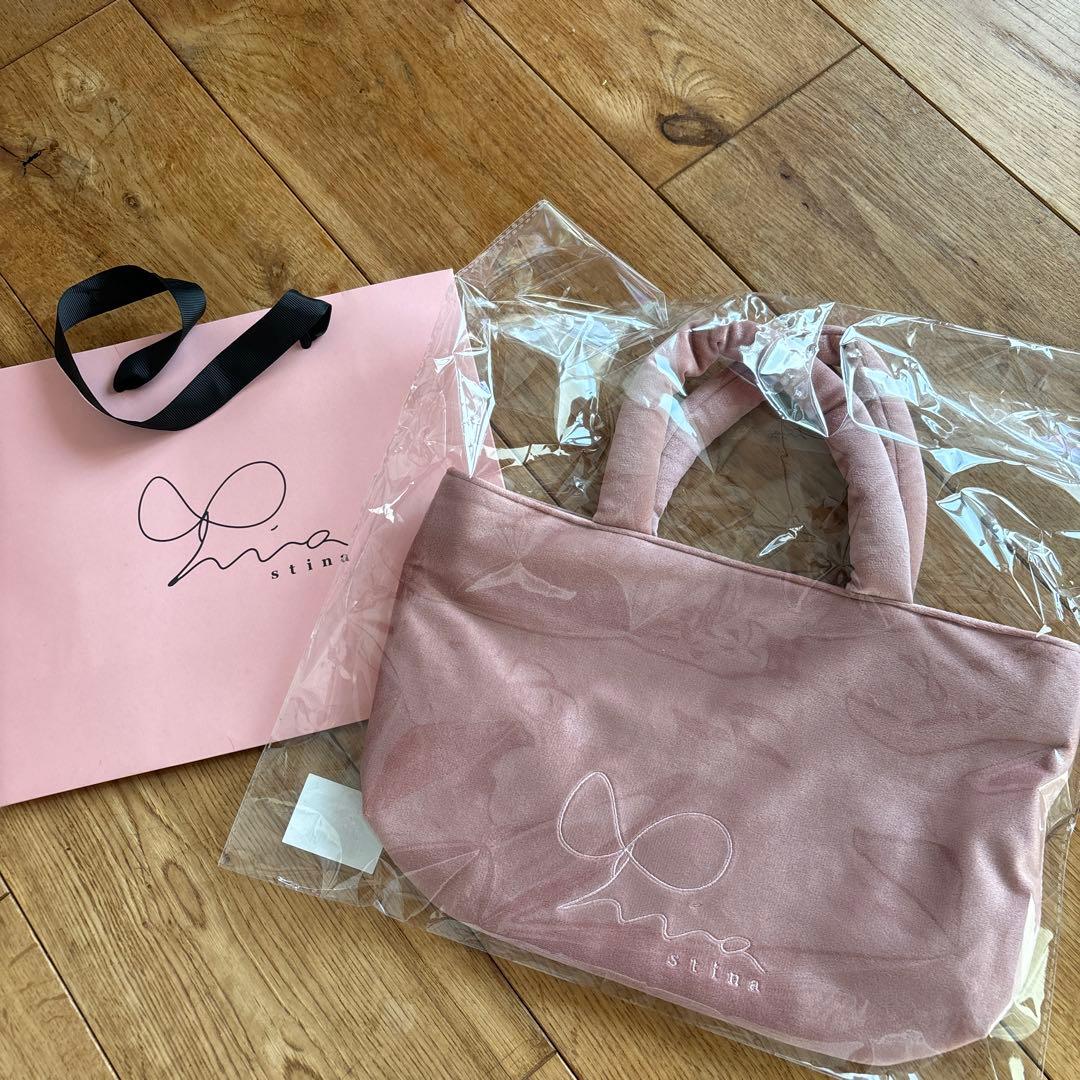 新品　stina ベロアバッグ　ローズピンク