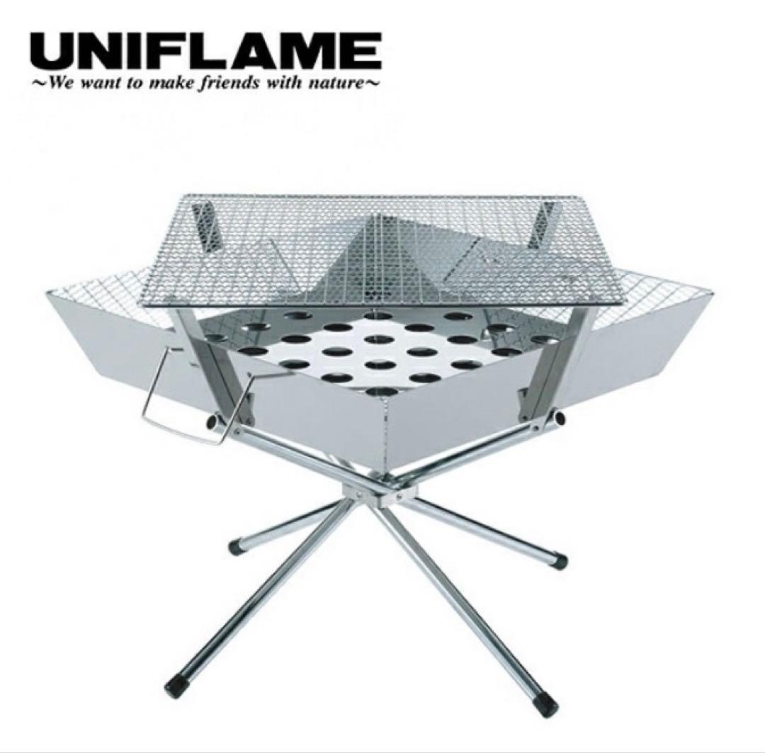 UNIFLAME ファイヤグリル+焼き網+ヘビーロストル+収納ケース+鉄板セット
