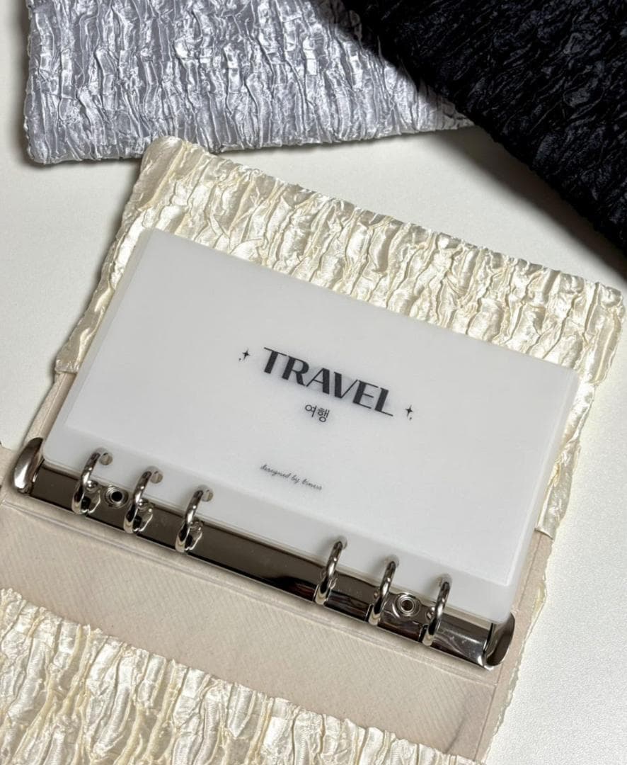 韓国♡バインダーカバー♡光沢クリーム　A6貯金SAVING