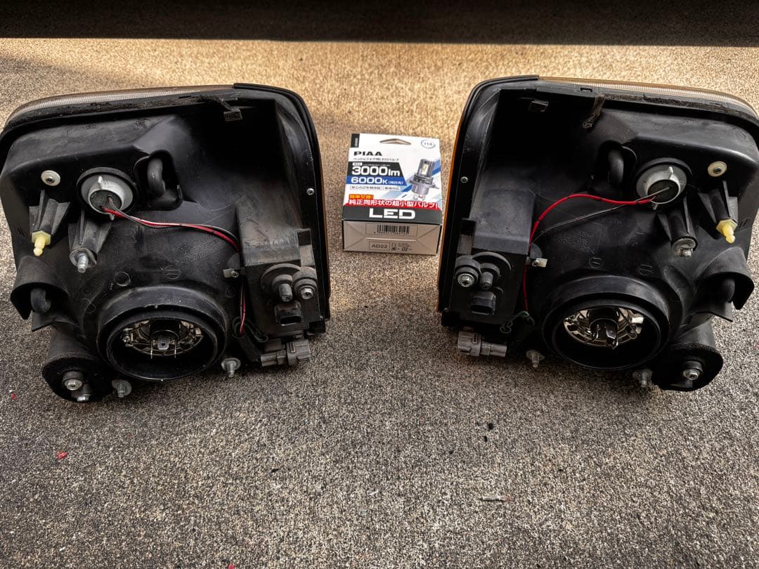 サンバー TV2 最終型 ヘッドライト左右とLEDバルブ サイドウィンカー外品付