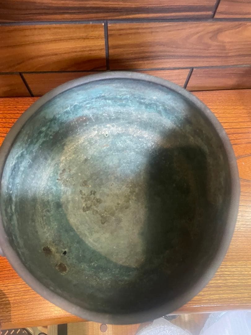 古銅　火鉢　獣三つ足　木台付き　骨董