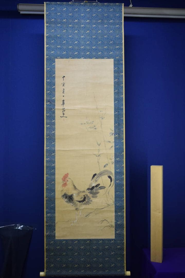 真作/渡辺華山/鶏図/布袋屋掛軸HH-56