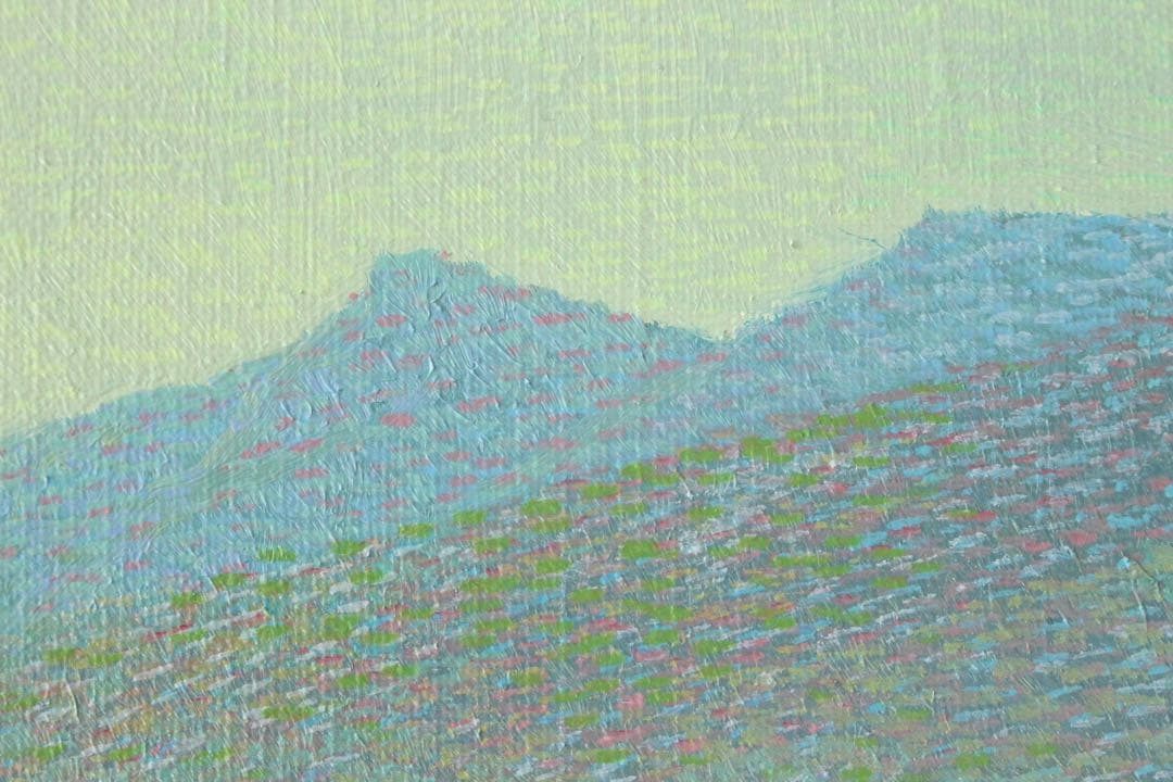 No4425 額装　住吉久志「紅葉の寒霞渓」油彩画　P6号　畳箱付　送料無料