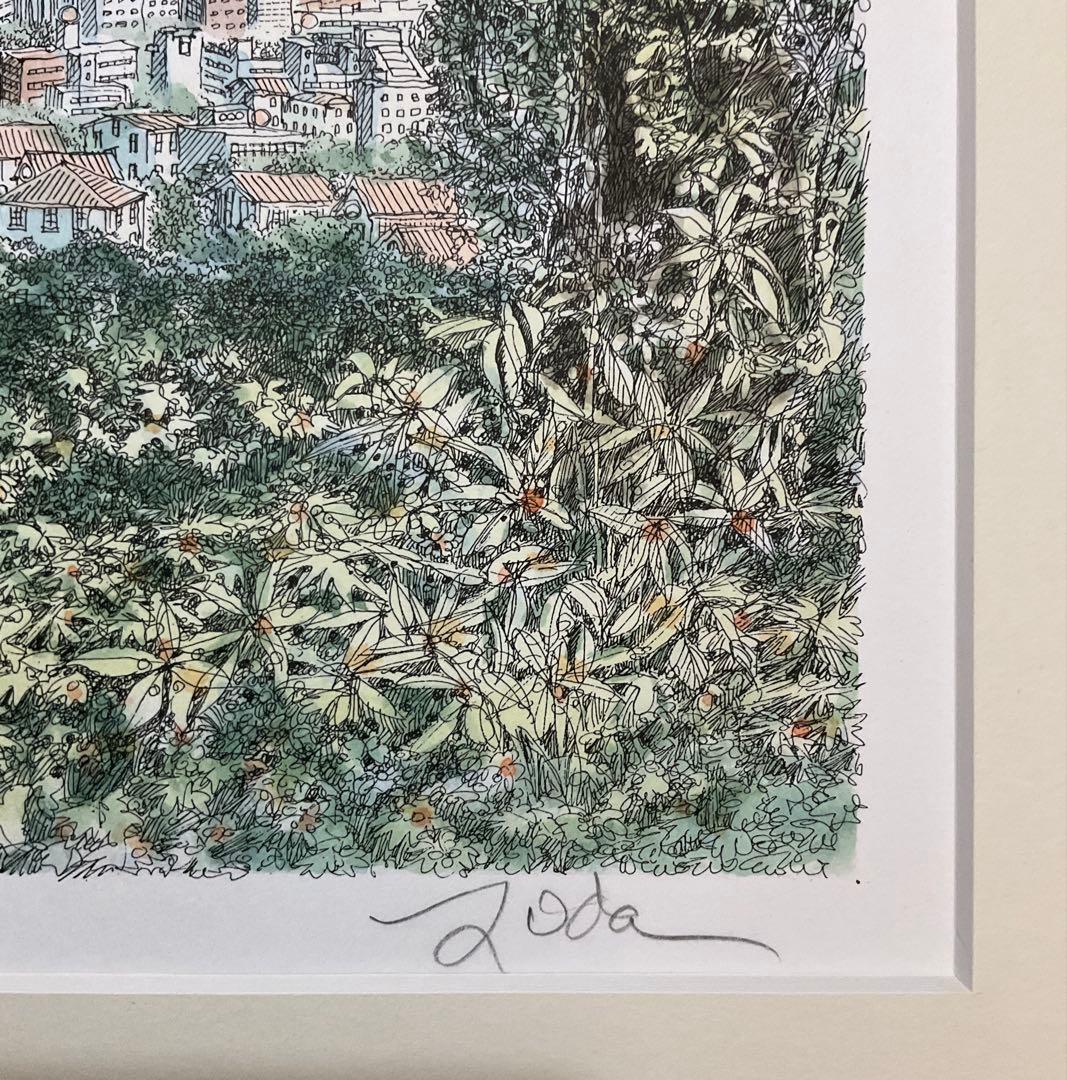 絵画・額縁・織田義郎・風みどりⅣ・リトグラフ+手彩色・美術品・インテリア・雑貨