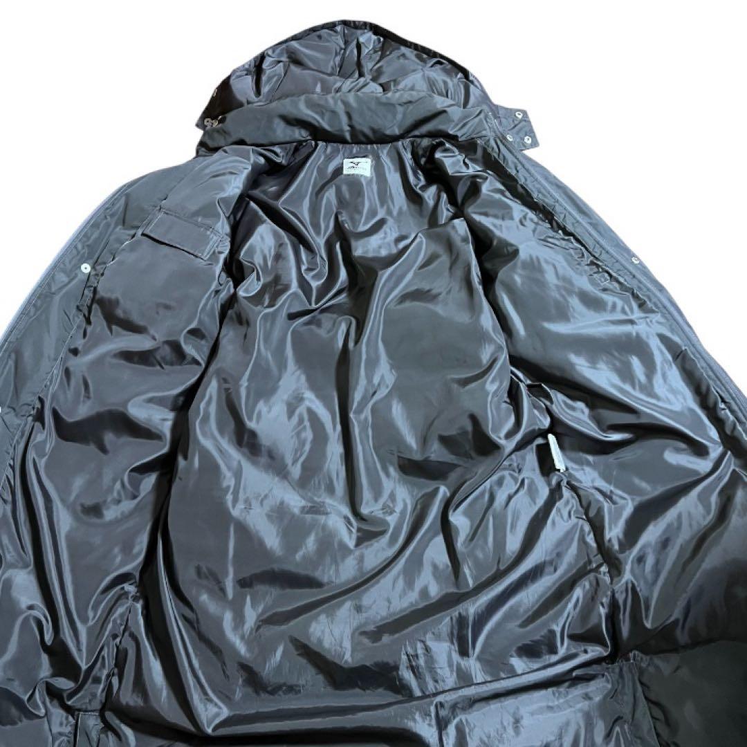 【美品】ミズノ　ロングダウンコート　ベンチコート　肉厚　フーディ　グレー　M