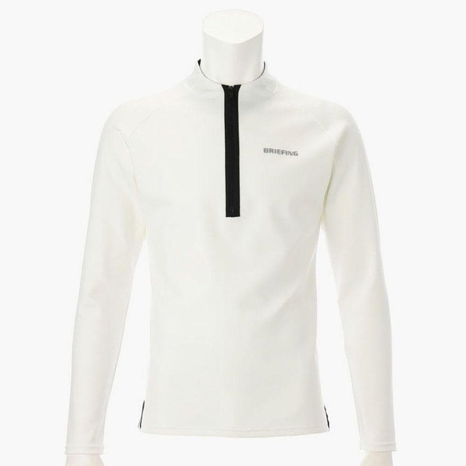 ⓁBRIEFING GOLF ブリーフィングゴルフ 背面ロゴハーフジップシャツ白