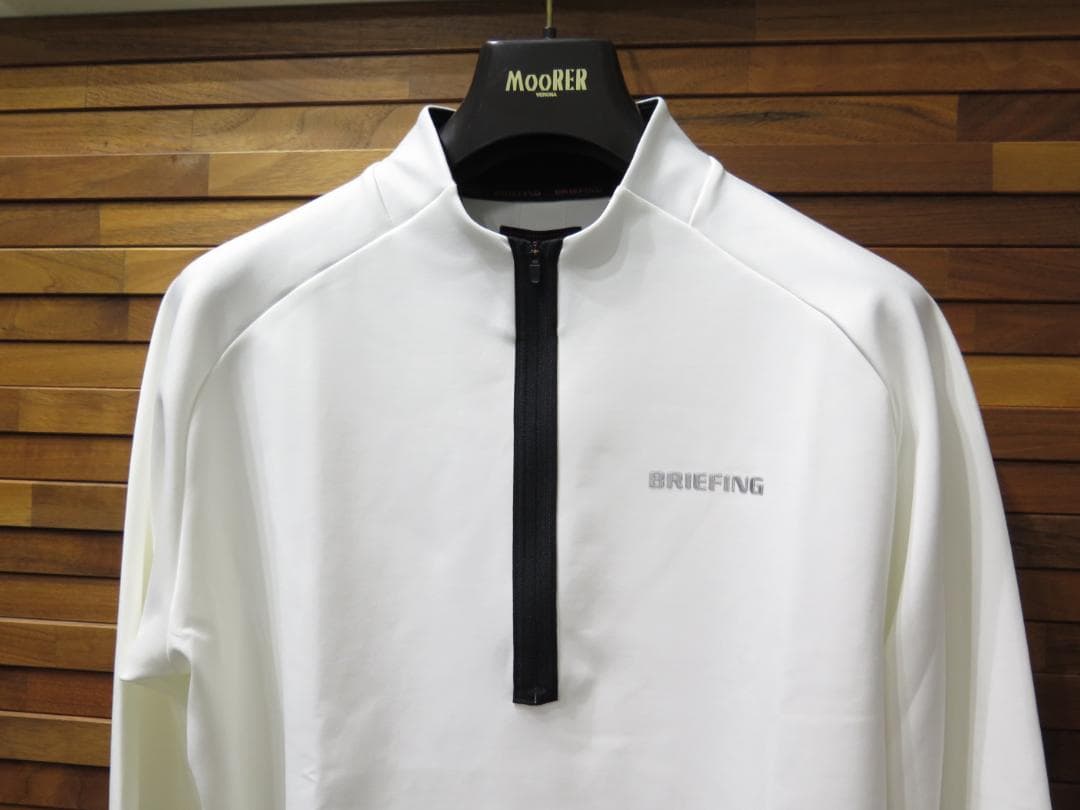 ⓁBRIEFING GOLF ブリーフィングゴルフ 背面ロゴハーフジップシャツ白