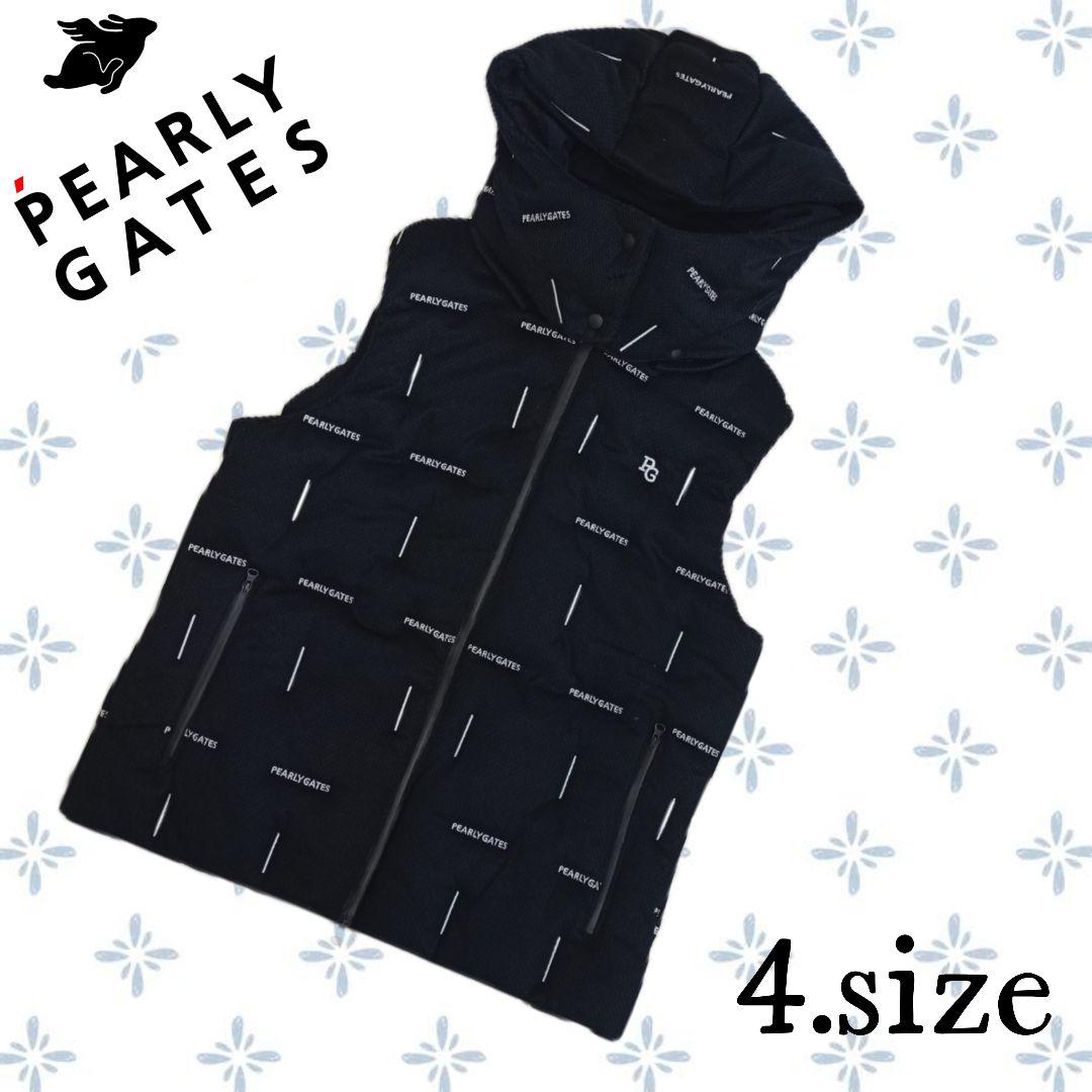 i47〚PEARLY GATES〛中綿フード付きベストネイビー サイズ4