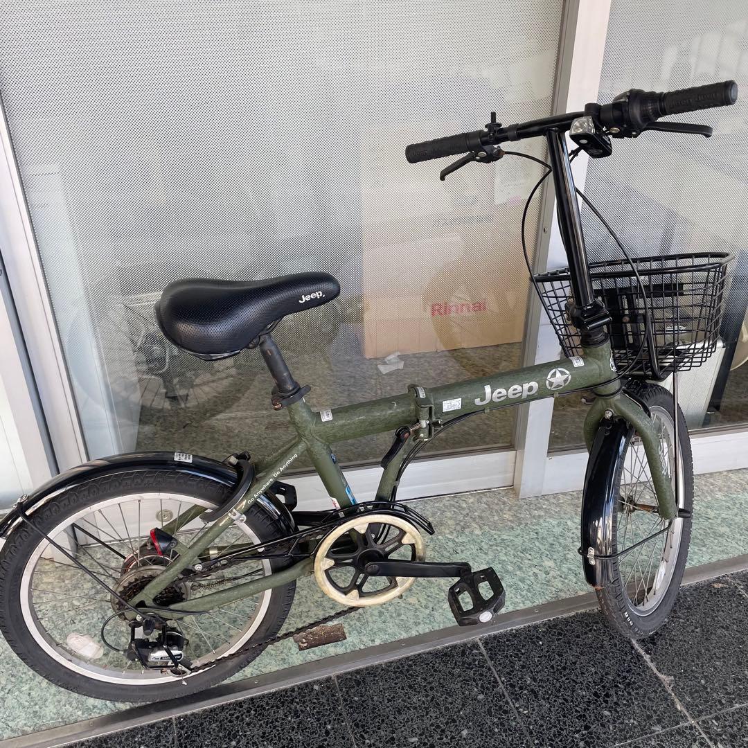ミニベロ　Jeep ジープ　折りたたみ　自転車　JE-206G オリーブ色