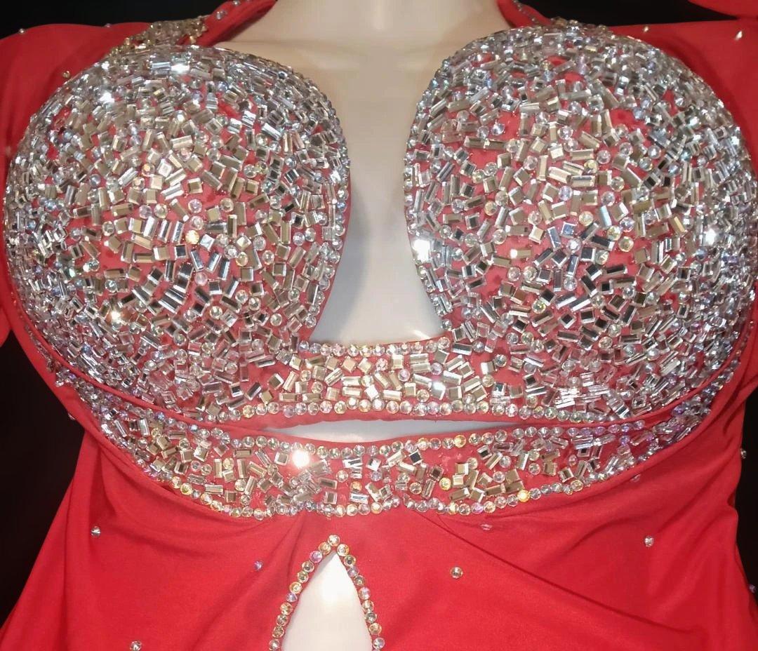 【新品Sale】エジプト製サイーディ&バラディベリーダンス衣装セット赤