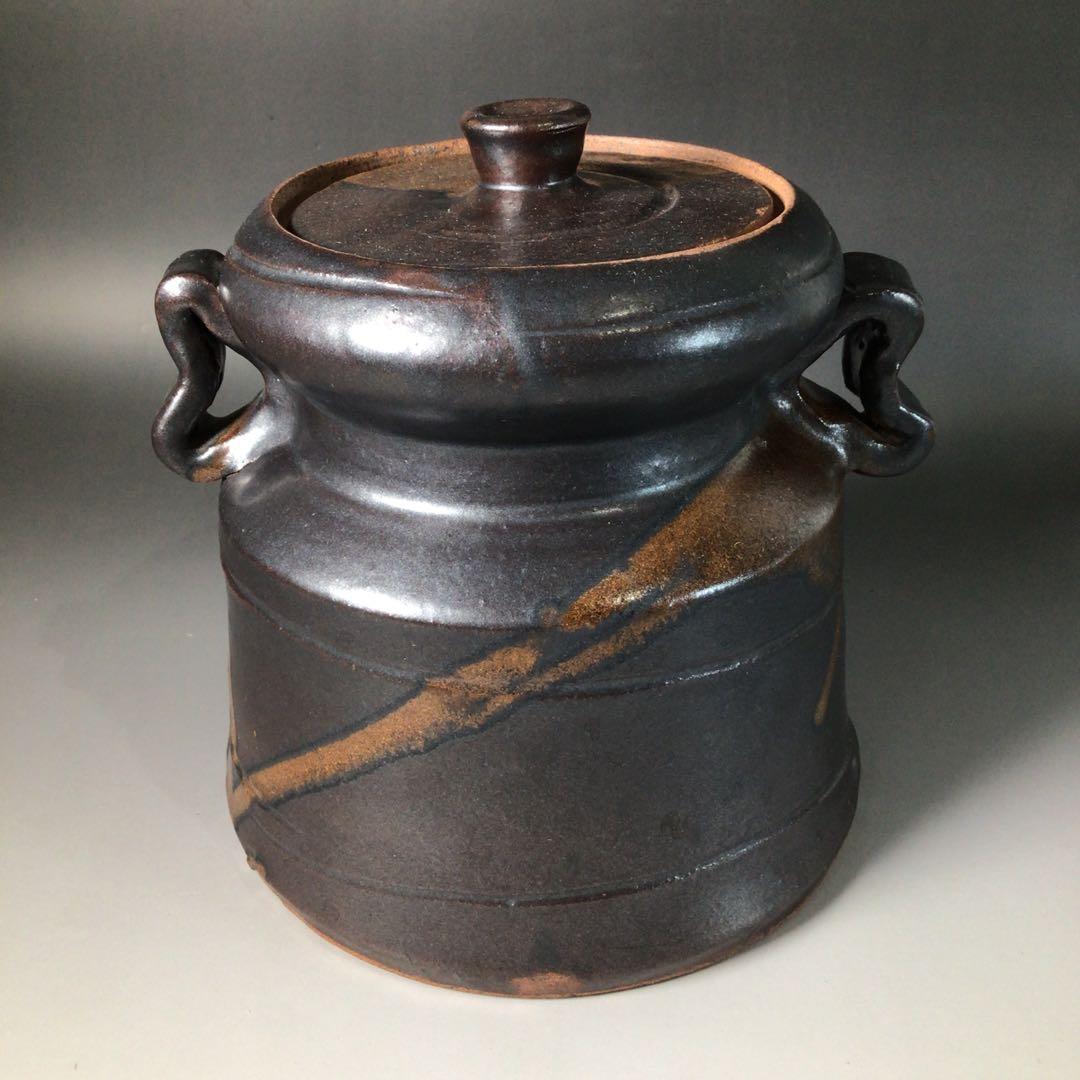 Ｓ９２　水指　『大谷焼』『元山窯造』『耳付水指』　共箱　茶道具