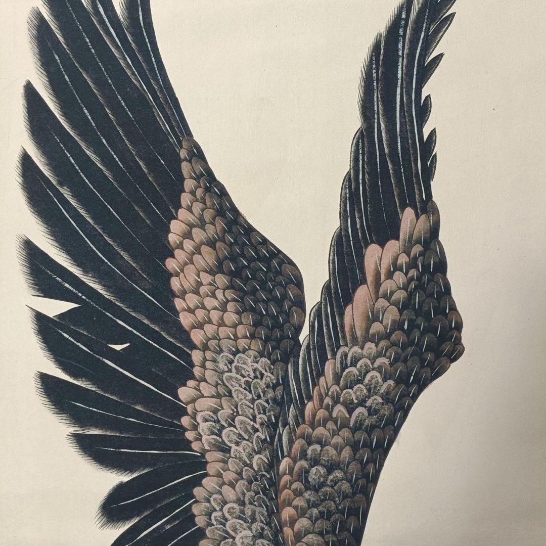 【鑑定書付】潘天寿「大展宏図」中堂掛軸 防偽標識付 宣紙装裱済 70×173