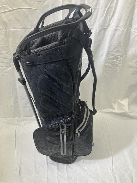 【高級感◎美品】OULL キャディバッグ クロコ調 ブラック 9型 スタンド式