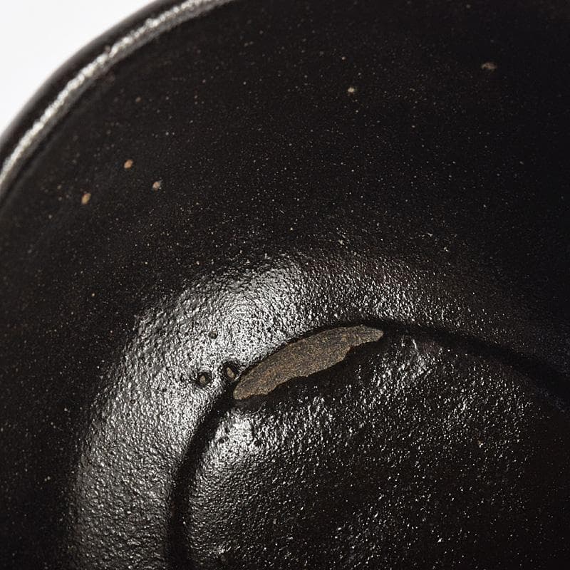 茶道具　楽吉左衛門　九代了入作　黒楽箆目茶碗　共箱　M　R8077