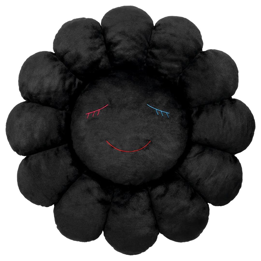 カイカイキキ『村上隆』お花クッション / ブラックx青 (60cm)