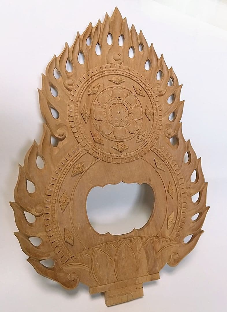 光背(4.5寸坐像用)#419 透し彫 火焔 ◆白檀 木彫 仏像付属品