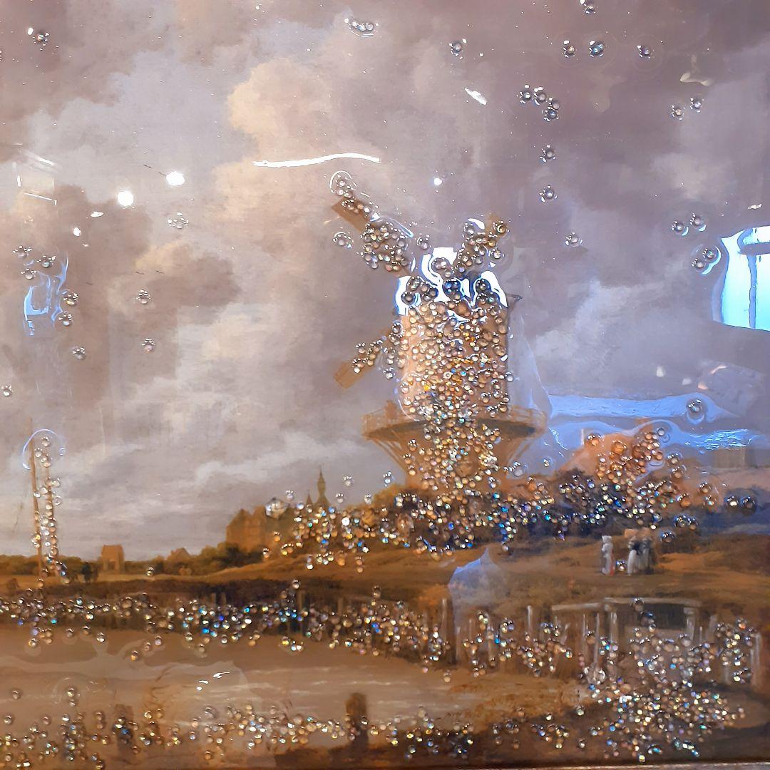 輸入雑貨　天然石　フェルメール作　『デルフトの眺望 』　水晶絵　クリスタルアート