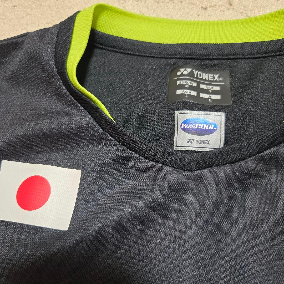 【L】バドミントン 日本代表 ゲームシャツ 支給品 練習着 YONEX 桃田賢斗