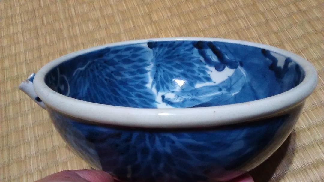 古伊万里　片口（径17cm）　酒器　竹林　賢人図