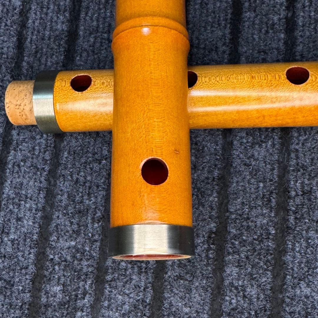 尺八 銘木(楓) 和田謹製 琴風調 二印 一尺八寸管