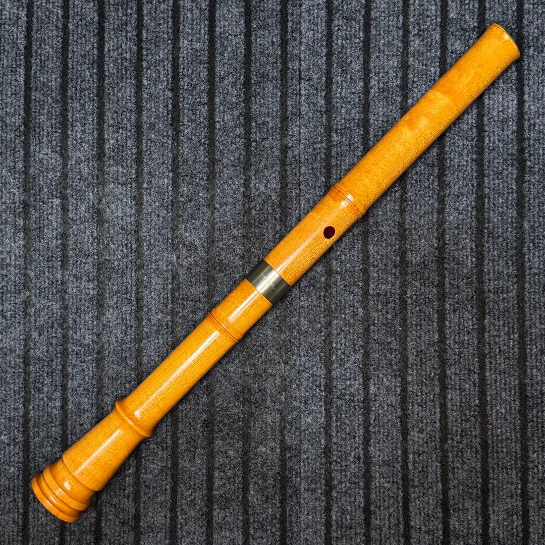 尺八 銘木(楓) 和田謹製 琴風調 二印 一尺八寸管