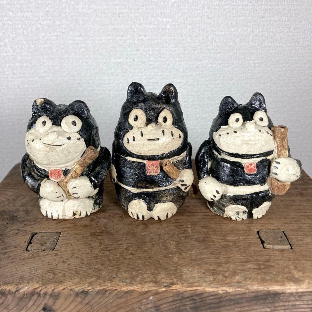 3セット　のらくろ　置物　水滴　陶芸　陶器　焼き物　レトロ　アンティーク　アニメ