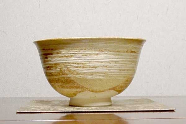 近代陶芸家　道林俊正作　黄瀬戸　三嶋　茶碗　無傷　共箱　古物。