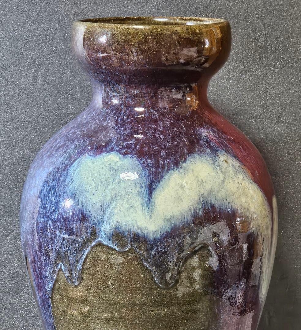 【時代古作品❗】【名品❗】中国古陶磁 明代〜清代頃　 鈞窯　紫紅釉　澱青釉　大瓶