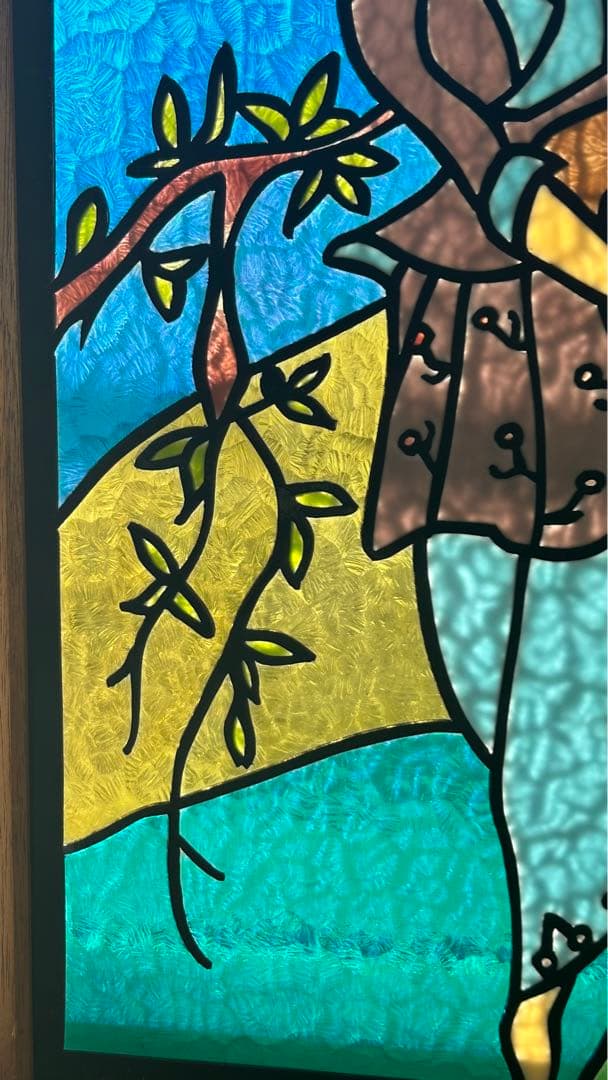 【大サイズ】　ステンドグラス　パネル　額付き