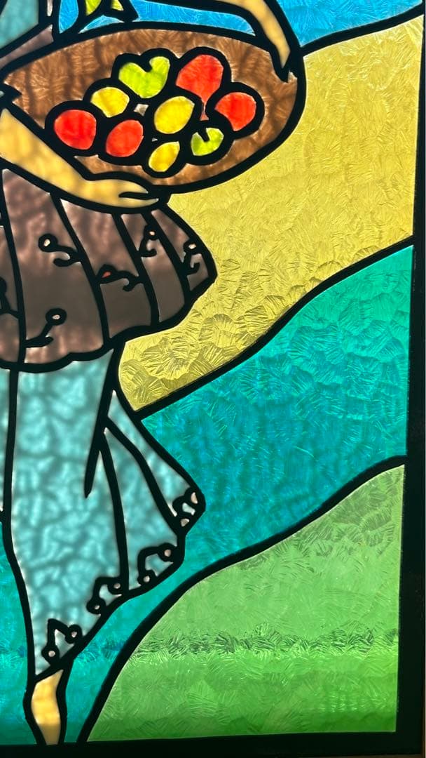 【大サイズ】　ステンドグラス　パネル　額付き