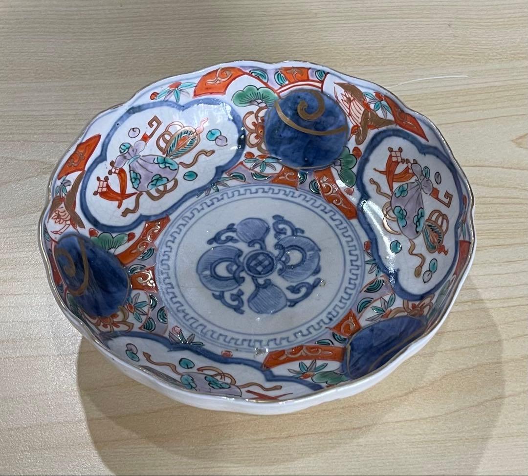 色絵 古伊万里 金彩 陶器 有田焼 時代物 アンティーク メイン鉢 金襴手