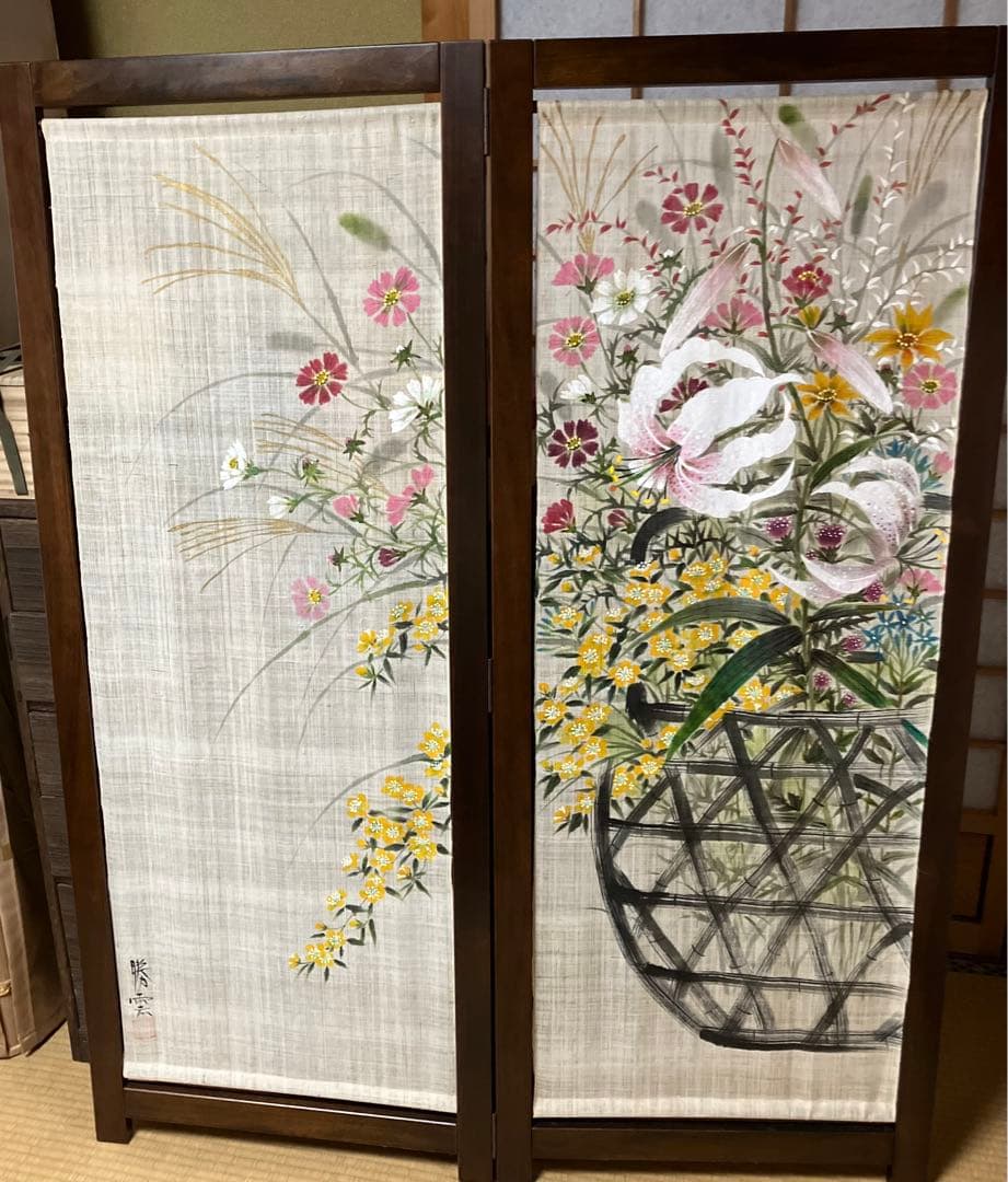 ミッチーページ:屏風、京友禅作家中村勝雲氏作