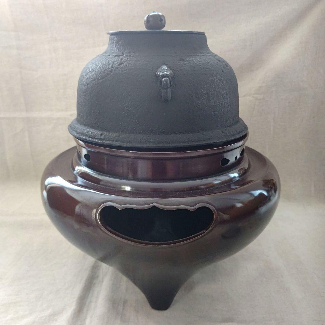 唐銅(唐金) 風炉セット 電熱器付 兼春 作 茶道具