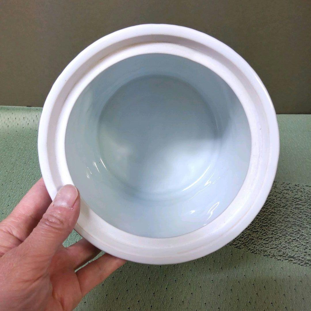 （824）✿特価★有田焼★金武自然作★青海波彫山水画水差【木箱入】破魔オマケ付