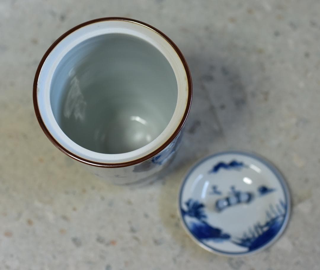 値下げ、平安祥堂作　山水文水指【極上品】　共箱/お茶道具