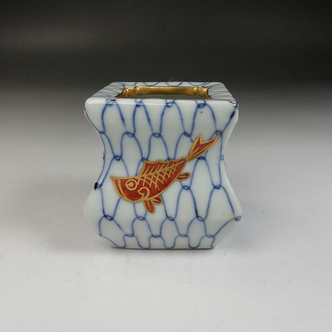 Ｗ１２４　蓋置　『色絵　網目』『高野昭阿弥 造』　共箱　茶道具