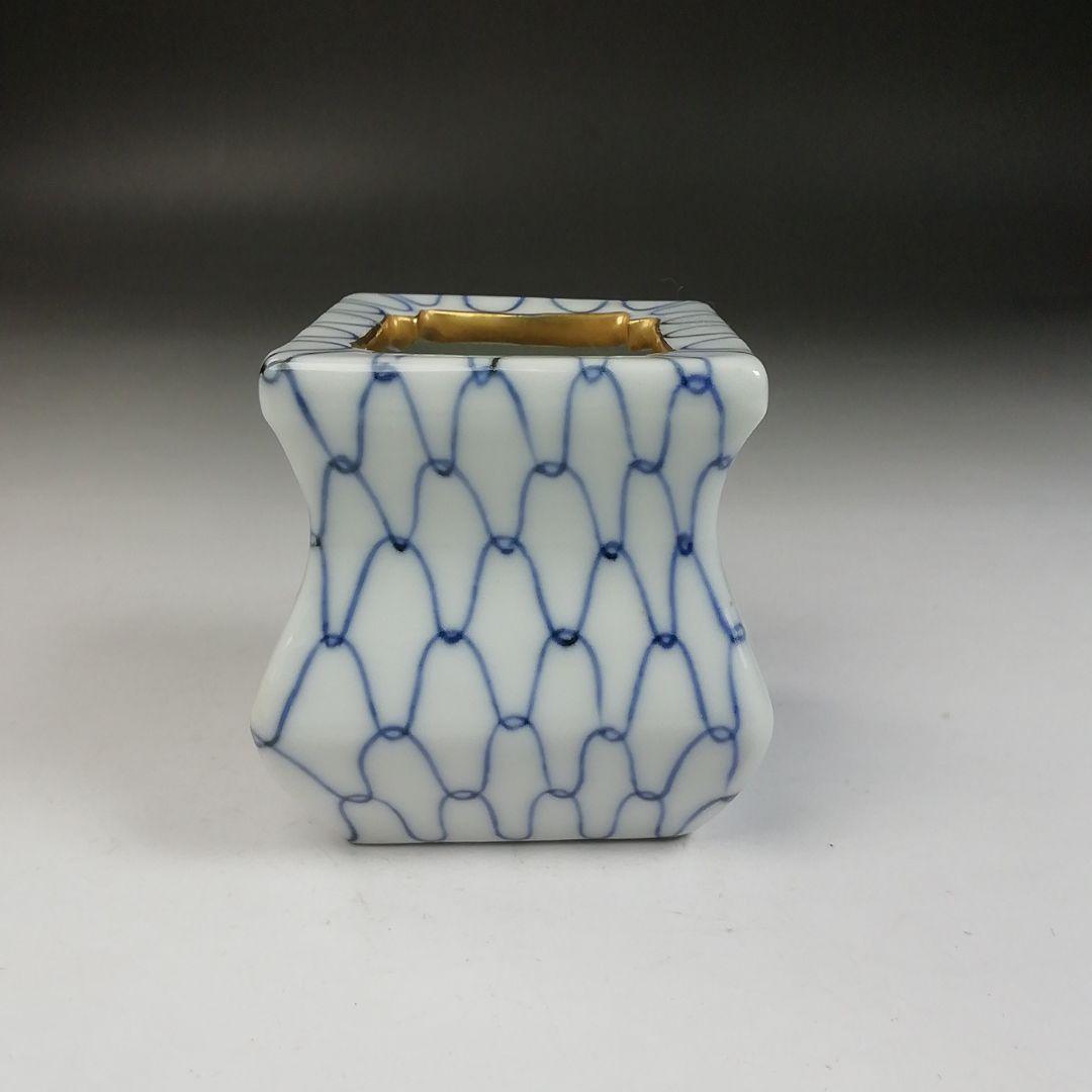 Ｗ１２４　蓋置　『色絵　網目』『高野昭阿弥 造』　共箱　茶道具